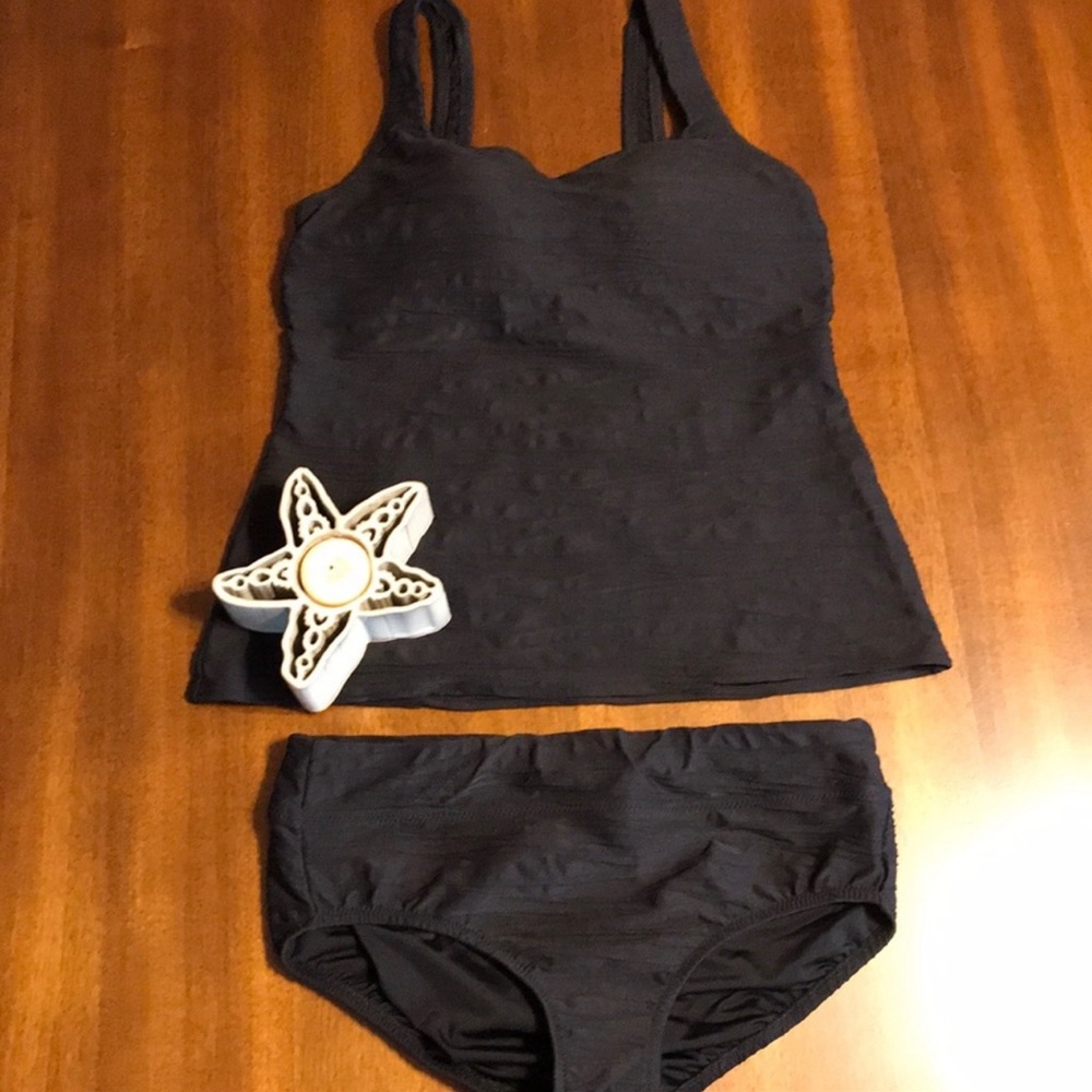 Lands end sz 10 black textured tankin